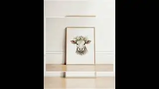 Farmhouse Decor - Rustic Cow Watercolor Print - Printable Wall Art - Instant Download