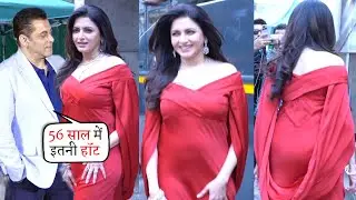 56 Years Old Salman Khan First Lady Bhagyashree Look Younger and Attractive in Red Dress
