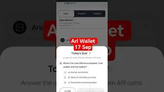 Ari Wallet Quiz Answer Today 17 September. #ariwalletquiz #ariwalletquiztoday #arichainairdrop