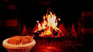 Cozy Fireplace Ambience with Gentle Cat Purring for Deep Relaxation
