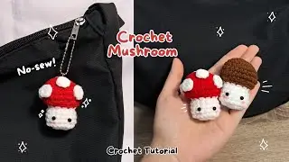 no-sew mini mushroom crochet tutorial | how to crochet mushroom keychain