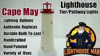 Cape May Tier / Pathway Lighthouse for Home Lawn & Garden, Solar Revolving Beacon