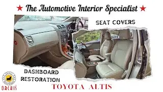 Toyota Altis Premium Quality Artificial Leather Seat Covers | Dashboard Repaired At Orchis