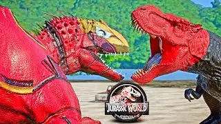 RED SKULL T-REX vs IRON MAN I-REX, JOKER, CAPTAIN AMERICA Dinosaurs Fight 🌍 JURASSIC WORLD EVOLUTION