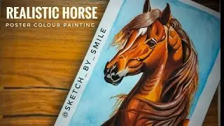 Realistic horse portrait painting using poster colour. #art #painting #horsepainting #postercolour