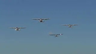 Steirische Hagelabwehr | 4 Cessna 182 formation fly-by and landing at Airfield Punitz