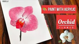 Orchid flower drawing with watercolour 🎨 | Acrylic painting tutorial step by step 