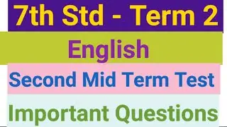 7th Std - English | Term 2 - Second Mid Term Test | Important Questions