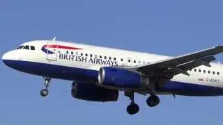 British Airways Airbus A319 G-EUPJ Landing at London Heathrow Airport