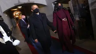 Former Presidents Clinton, Bush and Obama arrive at Joe Biden's inauguration