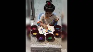 Colour sorting activity | Best eye hand coordination activity | Pre school learning at home