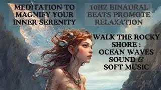 Walk the Rocky Shore : Serenity Meditation 10Hz Binaural Beats Relaxation Ocean Waves + Soft Music