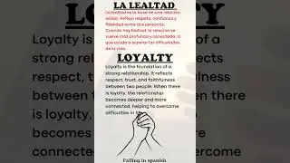La lealtad  [Loyality] Master your spanish vocabulary every day #short  #spanishfluency #espa&ntilde;ol