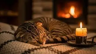 Soft Healing Cat Music 432Hz 🐈 Fireplace Crackling For Emotional Balance, Calm, And Gentle Rest