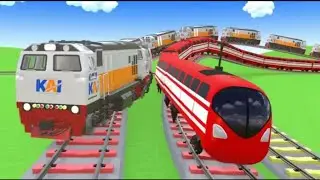 【踏切アニメ】でこぼこ線路を走る京急や山手線の電車 Four Color Trains【踏切】🚦 3D Railroad Crossing Animation