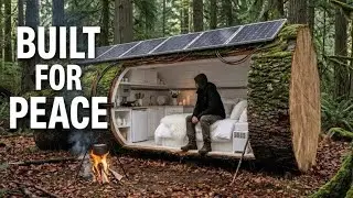 He Built a Secret Home Inside a Tree Trunk | Off-Grid Forest ASMR