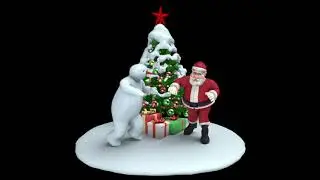 Dancing Snowman and Santa | Christmas Projection Loop