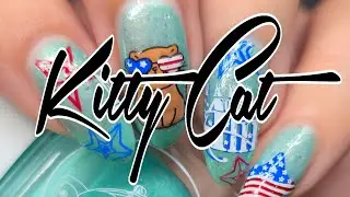 4th Of July Nail Art using Uber Chic Beauty mini plate fourth of July 3 ~ Parrot Polish ~ Zoya