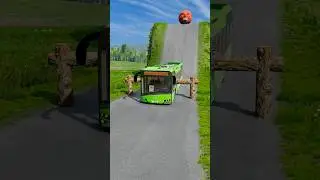 Moon Car & Bus vs Log Trap - BeamNG.Drive
