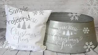 Stenciled Christmas Pillow Case / Farm Fresh Christmas Trees Decal