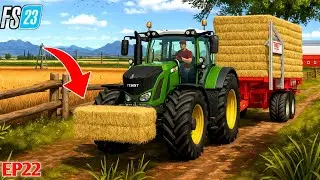 Straw Bales Making & Selling with Autopicker | FS23 Timelapse Farming 