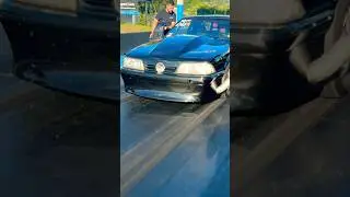 Burnout smoke, doors open, ready to fly ✈️ #turbo #mustang #dragrace #shorts