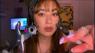 [ASMR] FAST tattoo artist gives you a face & arm tattoo + nose piercing (she's stressed but good)
