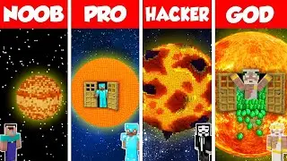 Minecraft Battle: NOOB vs PRO vs HACKER vs GOD: INSIDE SUN PLANET HOUSE BUILD CHALLENGE / Animation