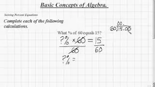 Elementary Algebra - Solving Percent Equations