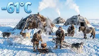 Extreme -61&deg;C Primitive Life in Snowy Village | Goat Cooking & Winter Struggle&rdquo;