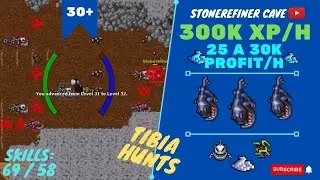 RP SOLO LVL 30+ 300K XP/H + 30K PROFIT/H - SKILLS 69/58 - Stonerefiner cave - TIBIA HUNT