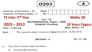 TS Inter 2nd Year Maths 2B 2023, 2022, 2020, 2019, 2018, 2017, 2016 Question Paper Boards IPE exams