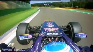 Vettel's puncture - F1 2013 Belgium GP FP2 (HD)