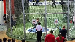 Sarah Mitton throws a Canadian Indoor shot put record of 19.16m at The Armory on February 5, 2022.