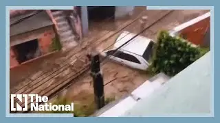 The dramatic moment heavy rain caused a mudslide in Brazil