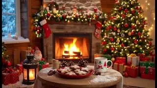 Cozy Christmas Fireplace with Crackling fire Christmas Ambiance 