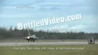 Fully Armed F-16 Falcon w/ Afterburners Glowing on Takeoff