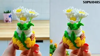 How To Make Mini Flower Top With Super Clay 💐