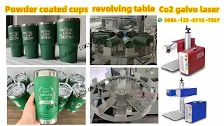 Co2 galvo laser engraving machine with cup rotary disk table for Yeti tumblers Powder coated cup