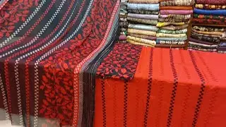 785 - Designer Bareez&egrave; Karhai 3p linen shirt karhai print shafoon dupatta 3p wholesale UK USA