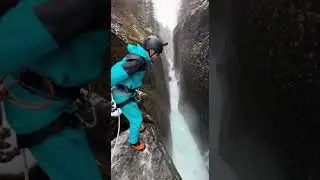 Canyoning in a Frozen Gorge: Thrill & Chill! 🥶🏞️ #Canyoning #ExtremeSports #WinterAdventure