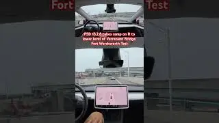 FSD 13.2.8 takes ramp to lower level of Verrazano Br. Fort Wordsworth Test #teslafsd #fsdbeta #fsd