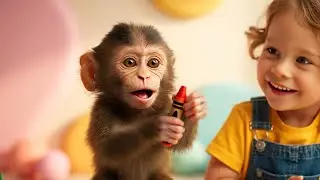 Naughty Baby Monkey Mixed All the Crayons Fun | Nursery Rhymes for Kids & Baby Songs