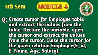 Cursor in SQL (PL/SQL) | Open, Fetch & Close Cursor | DBMS Module 4