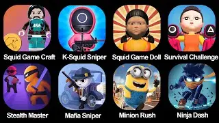 Squid Game Craft, K Squid Sniper, Squid Game Doll, Survival Challenge, Stealth Master, Mafia Sniper.