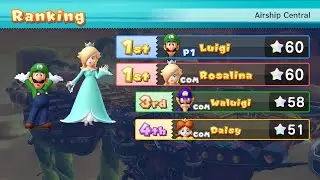 Mario Party 10 Mario Party #752 Luigi vs Rosalina vs Waluigi vs Daisy Airship Central Master