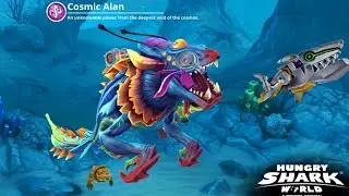 New Cosmic Alan Dangerous Alien Shark Gameplay | Cosmic Alan the best shark in Hungry Shark World 🤔?