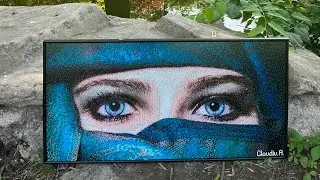 Perler bead arabic woman portrait (photorealistic)