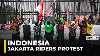 Online motorcycle taxi, delivery drivers protest in Jakarta for fair pay, protections