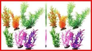 CNZ&reg; 6 Pcs Assorted Color Aquarium Plastic Plant Decoration w Ceramic Base